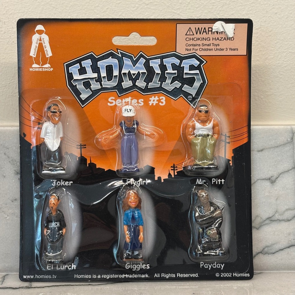 Homies Series #3 Vintage 2002 Figure 6-Pack Joker Flygirl Mr Pitt Giggles Payday